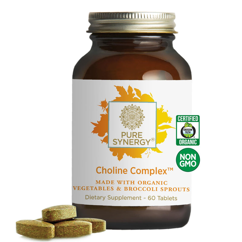 PURE SYNERGY Choline Complex Vegan Choline Supplement (60 Tablets) | Made with Organic Whole Foods, Non-GMO, Bioavailable Complex, For Pregnancy, Brain, & Liver Health