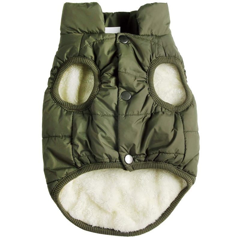 2 Layers Fleece Lined Warm Dog Jacket for Puppy Winter Cold Weather,Soft Windproof Small Dog Coat,Green M Medium (Pack of 1) Green - BeesActive Australia