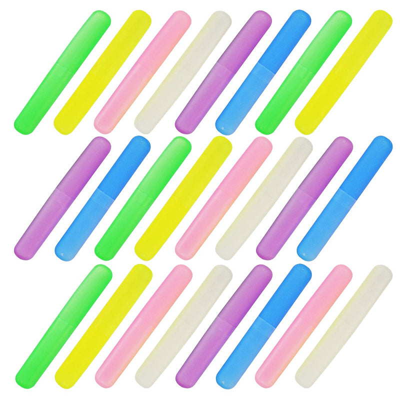 24PCS Plastic Toothbrush Case Six Colors Portable Dust-proof Toothbrush Cases Toothbrushes Holder for Daily and Travel Use (24) 24 - BeesActive Australia