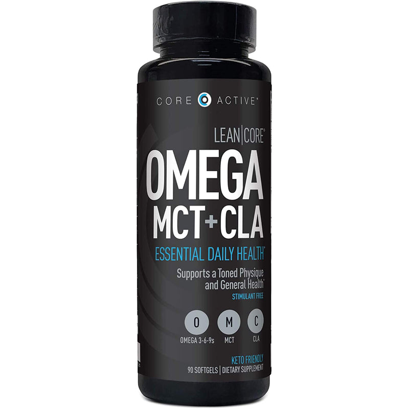 Lean CORE Omega MCT + CLA - Stimulant Free Health Formula, Lean Muscle & Toned Physique, Omega 3-6-9 Fatty Acids - Flaxseed Fish Oil- Coconut Oil- Keto Friendly 30 Day Supply (90 Softgels) - BeesActive Australia