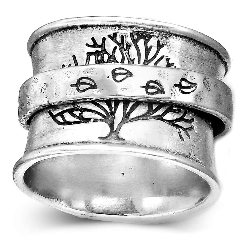 Boho-Magic 925 Sterling Silver Spinner Ring for Women Fidget Anxiety Relief Ring Band Tree of Life 6 - BeesActive Australia