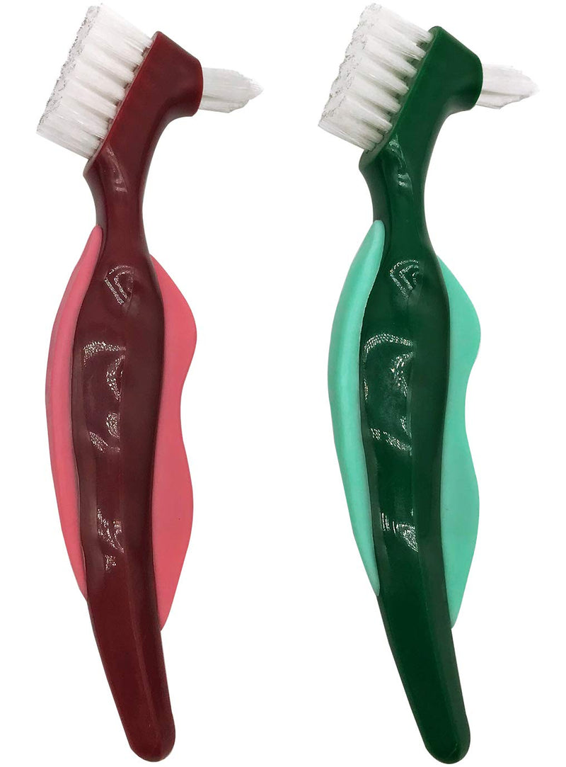Premium Hard Denture Brush Toothbrush, cleaning brush, Multi-Layered Bristles & Portable Denture Double Sided Brush, Denture Care(Pack of 2) - BeesActive Australia