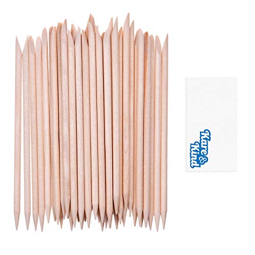 Kare & Kind 100x Double-Sided Orange Wood Nail Sticks - Cuticle Pusher Remover Cleaner - Manicure, Pedicure, DIY - Home, Nail Salon - for Beginners and Profesional Nail Technicians