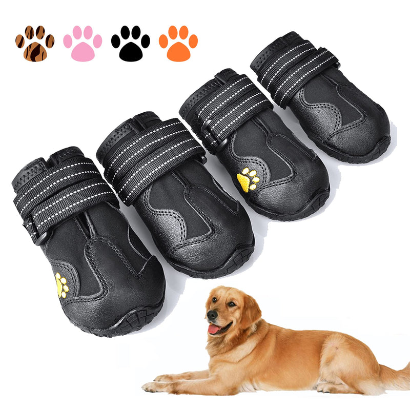 XSY&G Dog Boots,Waterproof Dog Shoes,Dog Booties with Reflective Rugged Anti-Slip Sole and Skid-Proof,Outdoor Dog Shoes for Medium to Large Dogs 4Pcs-Size6 Size 6:（2.9''x2.5'')(L*W) for 52-70 lbs Black - BeesActive Australia