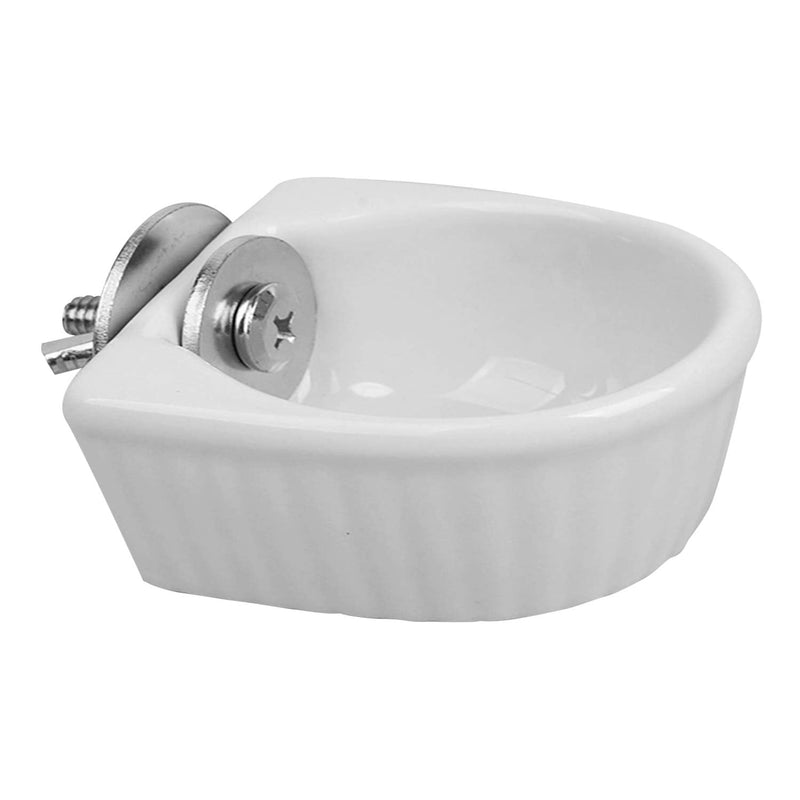 Small Animals Bowl, Detachable Cage Feeder Pet Ceramic Water & Food Feeder, Small Animal Supplies for Rabbit Parrot Squirrels Chinchilla Hamster Ferret (White, M) White Medium - BeesActive Australia