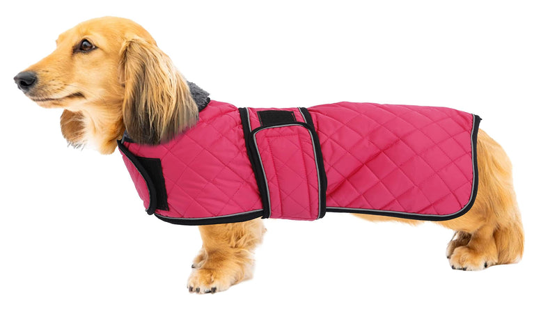 Warm Thermal Quilted Dachshund Coat, Dog Winter Coat with Warm Fleece Lining, Outdoor Dog Apparel with Adjustable Bands for Medium, Large Dog-Pink-M Pink - BeesActive Australia
