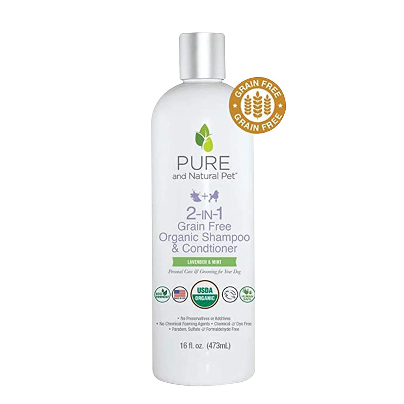 Pure and Natural Pet USDA Certified Organic 2-in-1 Grain Free Shampoo & Conditioner (Lavender & Mint) 16 oz. - BeesActive Australia