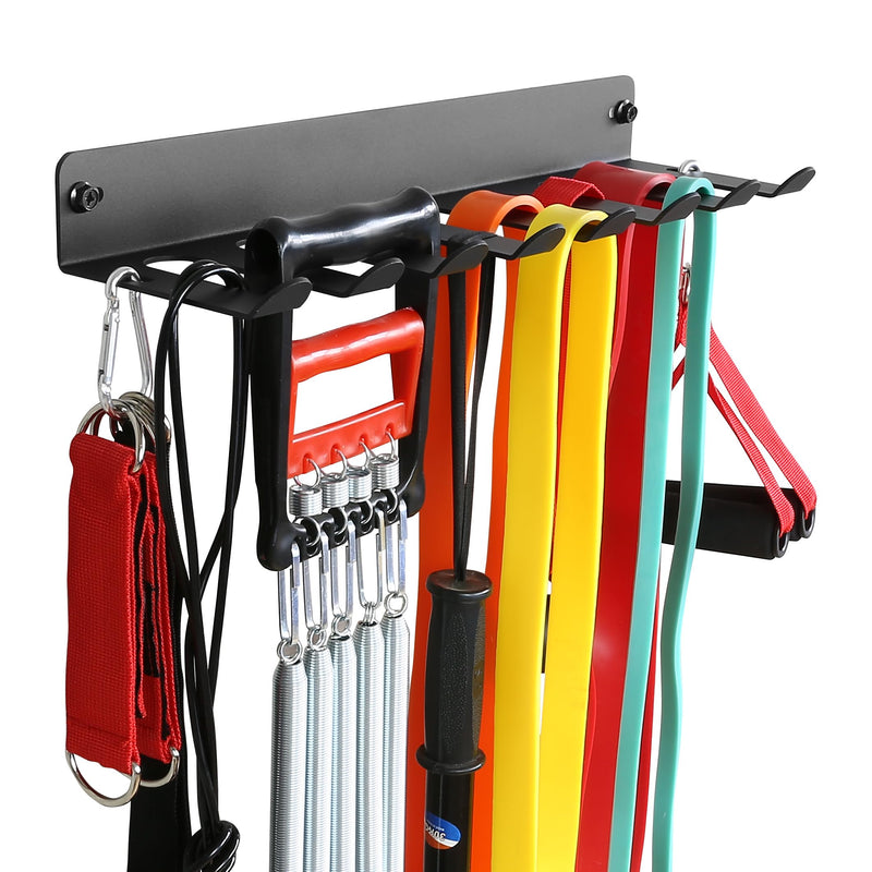 Multi-Purpose Gym Equipment Storage Rack Resistance Bands Storage Hanger Barbell Rack Heavy Duty Gym Rack for Exercise Bands, Lifting Belts and Jump Ropes 17" / 8 prongs - BeesActive Australia