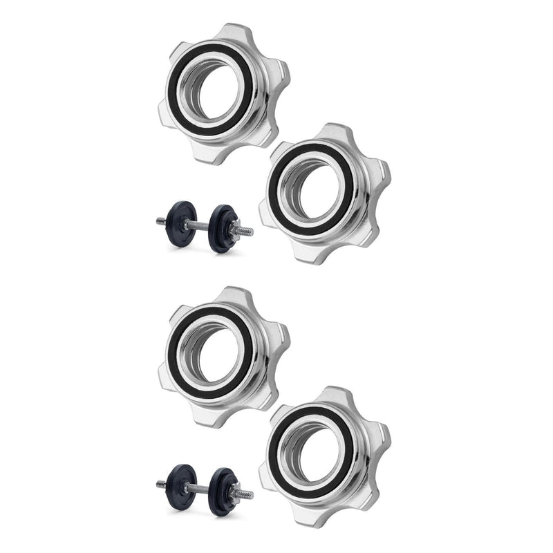 Garneck 2pcs Standard Barbell Spin-Lock Collars Screw Clamps Anti-Slip Spin-Lock Collars for Dumbell Weight Lifting 1 inch(Silver) Silver