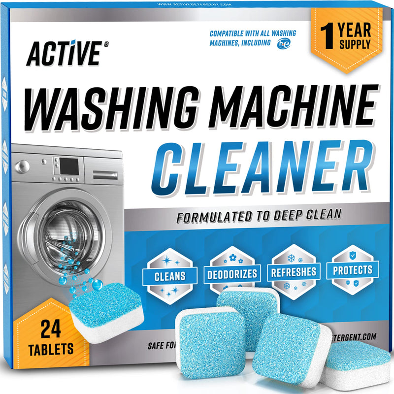 Washing Machine Cleaner Descaler 24 Pack - Deep Cleaning Tablets For HE Front Loader & Top Load Washer, Septic Safe Eco-Friendly Deodorizer, Clean Inside Drum and Laundry Tub Seal - 12 Month Supply 24 Tablets - BeesActive Australia
