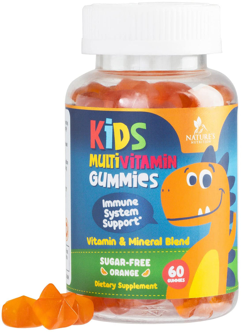 Kids Multivitamin Gummies - Sugar Free - Tasty Orange Flavor Gummy - Daily Immune Support with 100% Vitamin B12 - Essential Vitamins A, C, D3, E, B6, & Zinc Kid's Multivitamin - Non-GMO - 60 Gummies