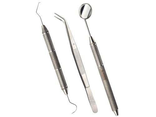 ARTMAN INSTRUMENTS Dental Examination Set Mirror Probe Tweezers with Slip Resistant Surface | Dental Tools Dental Pick Oral Care Kit & Pet Oral Care Use | Stainless Steel Dental Hygiene Kit Set 3