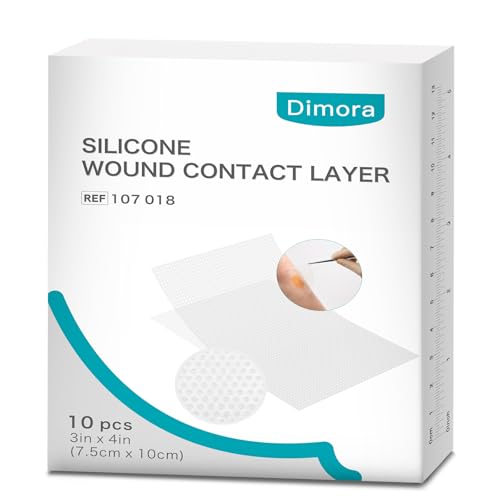 Dimora Silicone Wound Contact Layer, Non-adhering Dressing, Transparent Wound Dressing Pads, 3in x 4in (7.5cm x 10cm), 10 pcs 10 Count (Pack of 1)