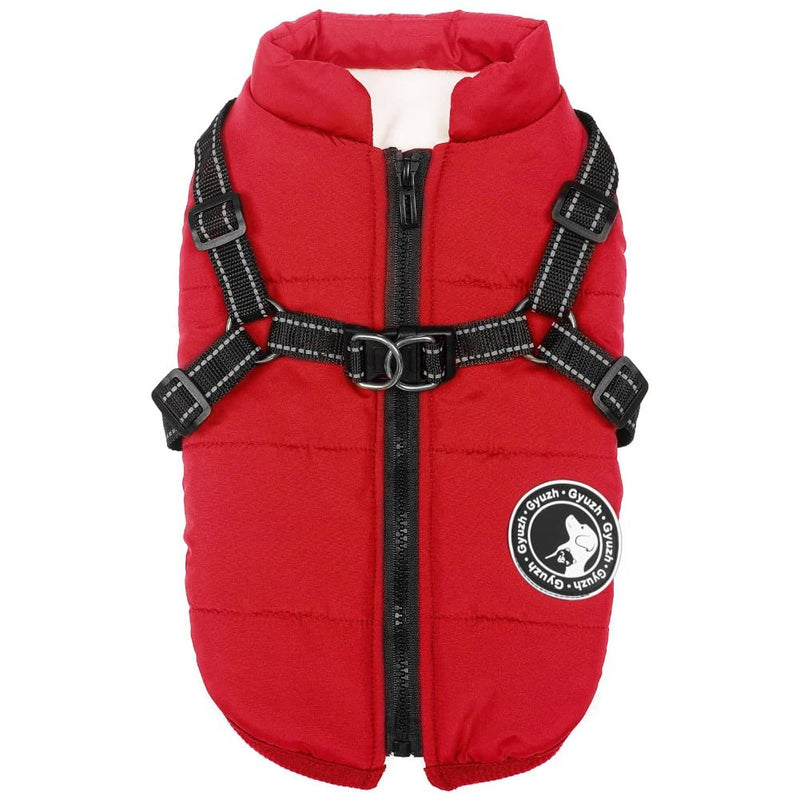 Gyuzh Dog Coat with Harness Winter Dog Coat Fleece Dog Jacket Waterproof Dog Coat Zipper Dog Jacket Puppy Coat Small Dog Clothes Dog Coat with Reflective Harness for Smal Medium Large Dogs red - BeesActive Australia