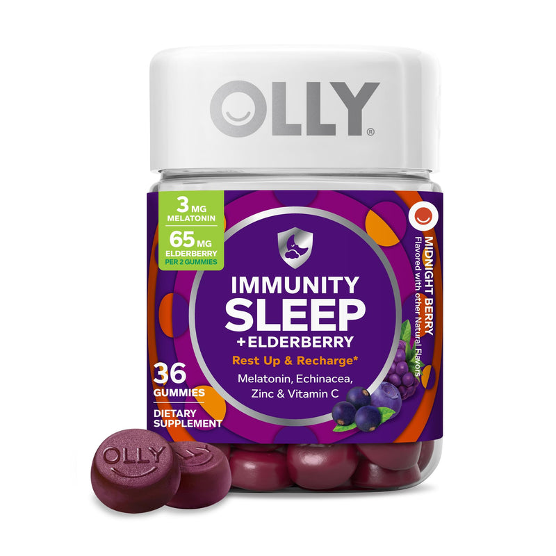 OLLY Immunity Sleep + Elderberry Gummies, Immune & Sleep Support*- 36 Count 36 Count (Pack of 1)