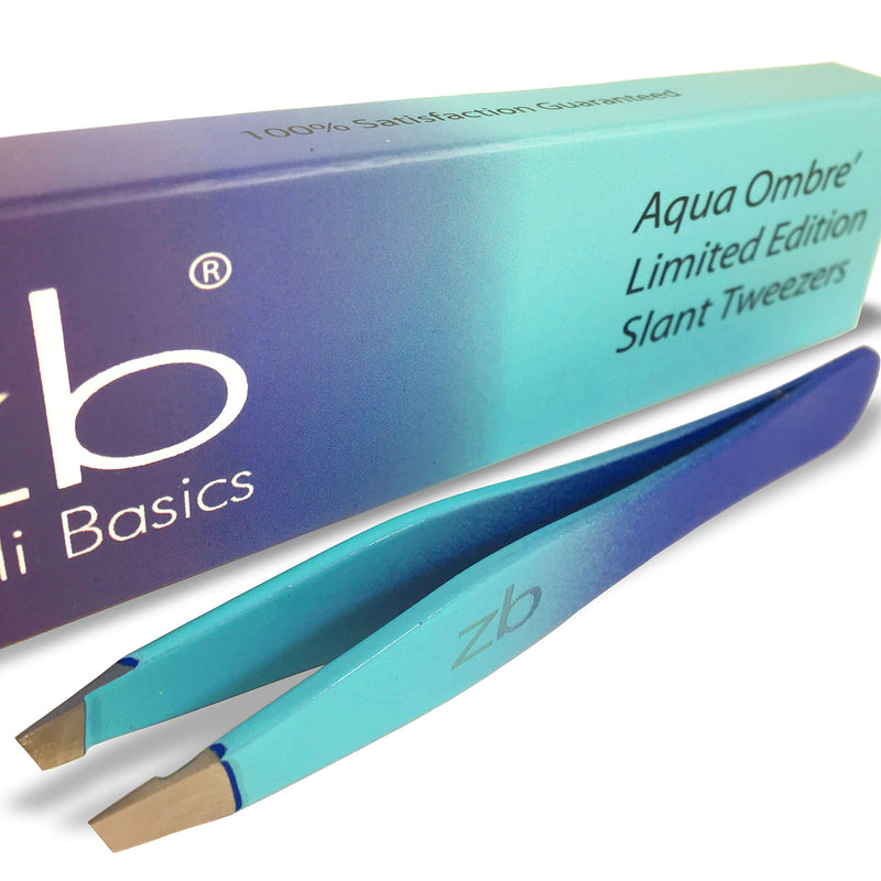 Zizzili Basics Tweezers - Limited Edition Aqua Ombré Slant Tweezer - Best Tweezers for Eyebrow, Hair Removal and Your Precision Needs - BeesActive Australia