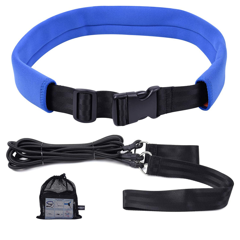 Wisdompro Swim Training Belt, 2M Swim Bungee Cords Resistance Band, Swim Tether Stationary Swimming Harness, Static Swimming Belt for Pool - Blue - BeesActive Australia