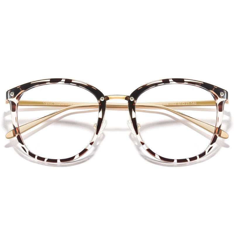 Cyxus Blue Light Glasses for Women, Blue Light Blocking Eyeglasses for Women, Round Computer Eyewear Anti Eye Strain Glasses 1-leopard 8169 clear - BeesActive Australia