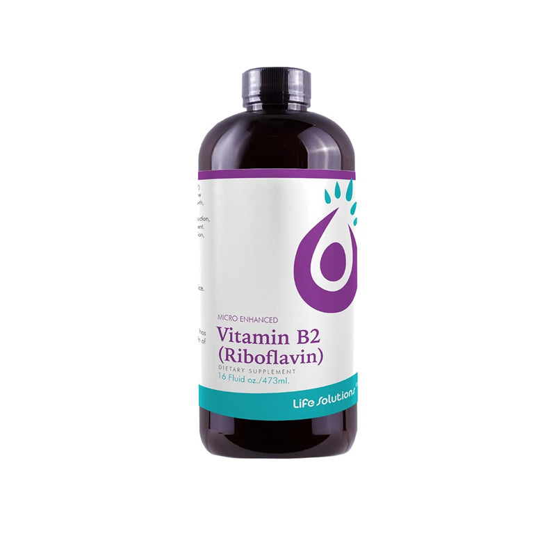 Life Solutions Vitamin B2 Liquid Dietary Supplement with 50mg Riboflavin | Per Serving, Highly Bioavailable, Pharmacist Formulated, Rapid-Sorb Technology, for Efficient Nutrient Absorption, 16 fl oz