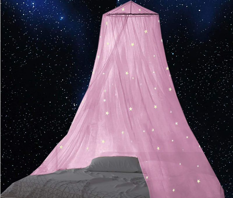BCBYou Baby, Kids & Adult Mosquito Net Canopy with Glow in Dark Stars, for Crib, Kids, Girls or Full Size Bed (Pink) Pink - BeesActive Australia