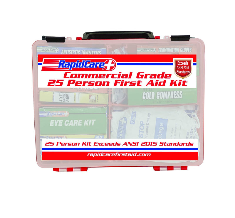 Rapid Care First Aid 839-1-12AN Premium Commercial Grade 25 Person First Aid Kit, Exceeds OSHA/ANSI 2015 Standards, in Detachable Wall Mountable Poly Case Exceeds OSHA / ANSI Z308.1-2015 - BeesActive Australia