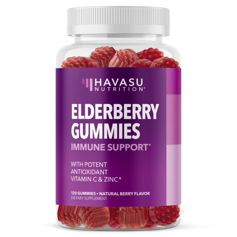 Sambucus Elderberry Gummies with Vitamin C & Zinc, Berry, 60 Servings | Vegan, Non-GMO, Gluten Free Elderberry Gummies, 100mg Extract Per Serving for Immune Support and Wellness Defense, 120 Count 120 Count (Pack of 1)