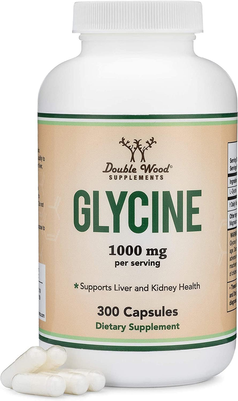 Glycine 500mg, Relaxing Amino Acid Supplement, Sleep Support, 300 Capsules | Restful Sleep + Relaxation Supplement, Fall + Stay Asleep, Wake Refreshed, Non-Habit-Forming, 2 Capsules Before Bed 300 Count (Pack of 1)