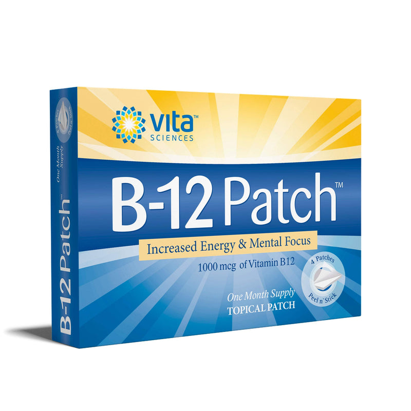 Vita Sciences Vitamin B12 Patch - Extra Strength Formula for Men and Women, 1 Month Supply. Boost Energy, Focus, Memory & Metabolism | 1000 mcg Vitamin B12 Patch for Energy, Focus, Memory, Metabolism & Wellness for Convenient Daily Use.