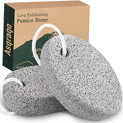 2PCS Natural Pumice Stone, Asqraqo Lava Pedicure Tools Hard Skin Callus Remover for Feet and Hands - Foot File Exfoliation to Remove Dead Skin, and Callusess 2 Count (Pack of 1)