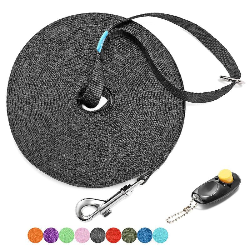 BAAPET 15 ft 20 ft 30 ft 50 ft 100 ft Long Dog Training Leash for Dog Training, Play, Camping, or Backyard Lead with Training Clickers for Small, Medium and Large Dogs or Cats (30 Feet, Black) 30 Feet - BeesActive Australia