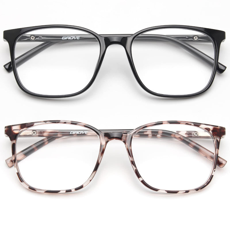 Gaoye Blue Light Blocking Glasses Women/Men, Computer Gaming Fake Eyeglasses Anti UV Ray-Spring Hinge Light Black & Leopard Clear - BeesActive Australia