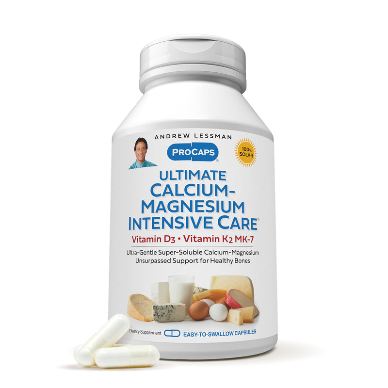ANDREW LESSMAN Calcium-Magnesium Intensive Care K2 MK7-180 Caps | Bone Support Formula with Calcium, Magnesium, Vitamin D3 & K2 MK-7 for Strong Bones & Heart Health. 180 Count (Pack of 1)