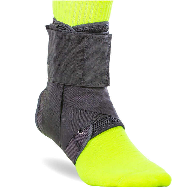 BraceAbility Sports Ankle Brace - Best Lace Up Figure 8 Sprained, Rolled or Twisted Treatment Active Support Wrap Stabilizer Splint for Basketball, Volleyball, Soccer, Working Out, Running Pain (M) Medium
