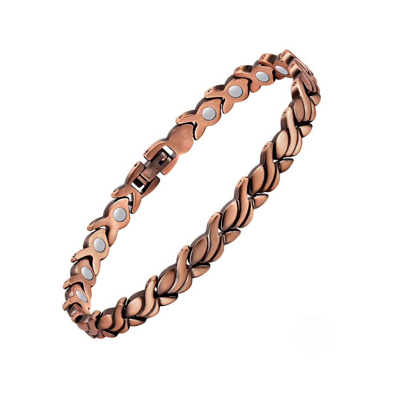 Feraco Copper Ankle Bracelet for Women, 99.99% Pure Copper Magnetic Anklet with 3500 Gauss Neodymium Magnet, Adjustable Jewelry (Fishtail) Fishtail
