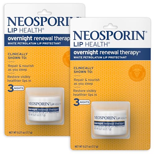 Neosporin Lip Health Overnight Renewal Therapy, Twin Pack, 0.27 oz 0.27 Ounce (Pack of 2)