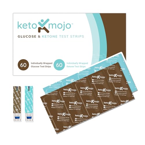 KETO-MOJO GK+ Glucose & Ketone Strips, 60 Glucose + 60 Ketone