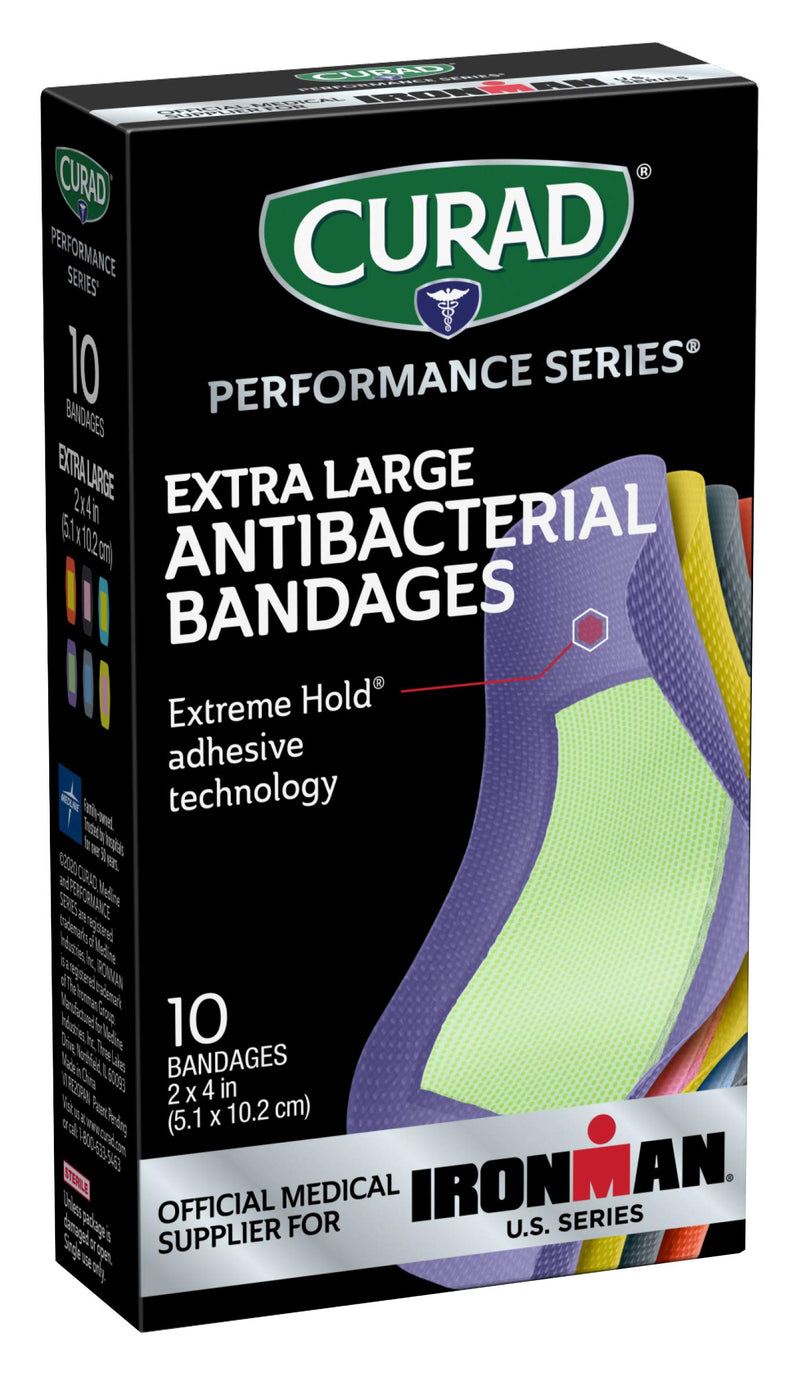 Curad Performance Series Ironman XL Antibacterial Bandages, Extreme Hold Adhesive Technology, Fabric Bandages, 10 Count 10 Count (Pack of 1) - BeesActive Australia