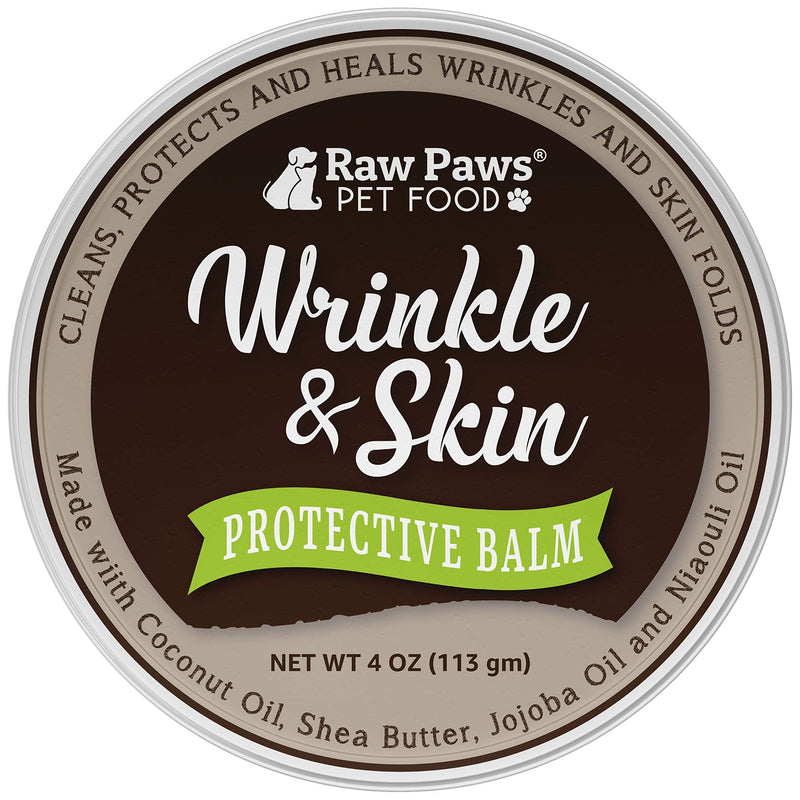 Raw Paws Wrinkle & Skin Balm, 4-oz - Natural Wrinkle Balm for Dogs, Wrinkle Paste for Bulldogs - Dog Wrinkle Cream for Face, Skin Fold Care for Dogs - Dogs Tail Pocket Cleaner, Dog Healing Ointment - PawsPlanet Australia