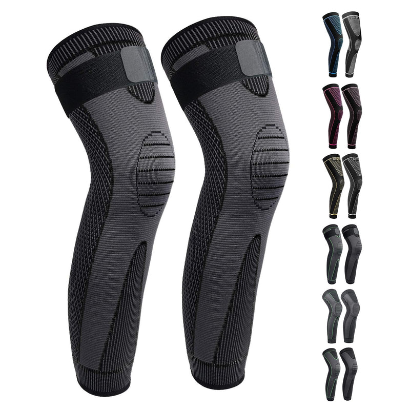 SKDK Full Leg Sleeves Long Compression Leg Sleeve Knee Sleeves Protect Leg, for Man Women Basketball, Arthritis Cycling Sport Large (1 Pair) 02_Black Pro