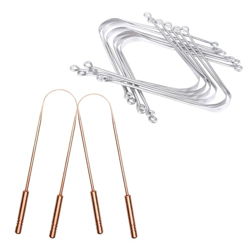 HealthAndYoga™ qSwipe Copper Tongue Cleaners with Comfort Grip - Pack of 2 Plus SteloSwipe Lite Stainless Steel Tongue Cleaners - Pack of 12