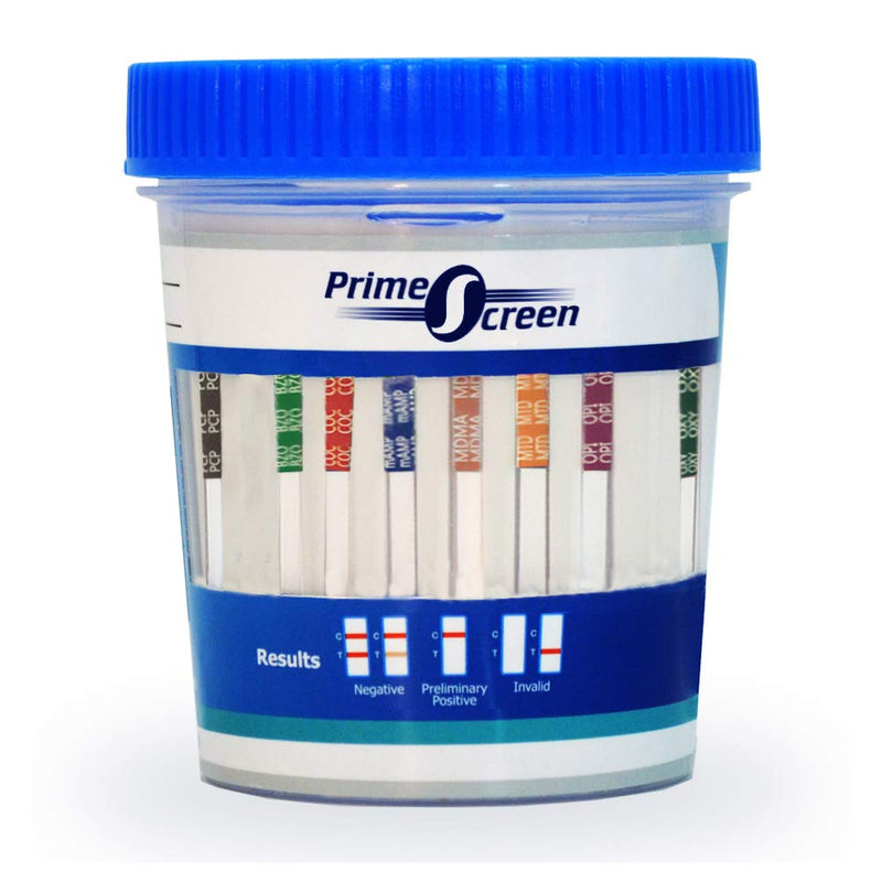 Prime Screen Multi Drug Test Cup 10 Panel Kit - Urine Screening Test Marijuana(THC),AMP,BAR,BZO,COC,mAMP,MDMA,MTD,OPI,PCP,THC-[5 Pack]-TDOA-3104 - BeesActive Australia