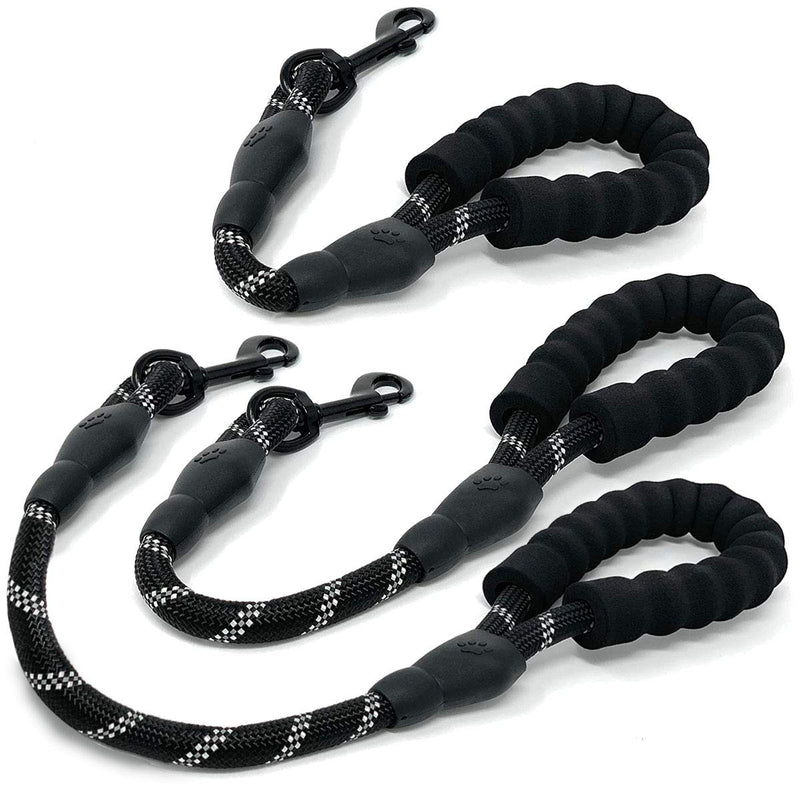 Cymiler Short Dog Leash,3 Sizes Nylon Short Traffic Leash with Padded Handle,Dog Short Training Leash with Highly Reflective Threads for Small Medium Large Dogs Rope-Black - BeesActive Australia