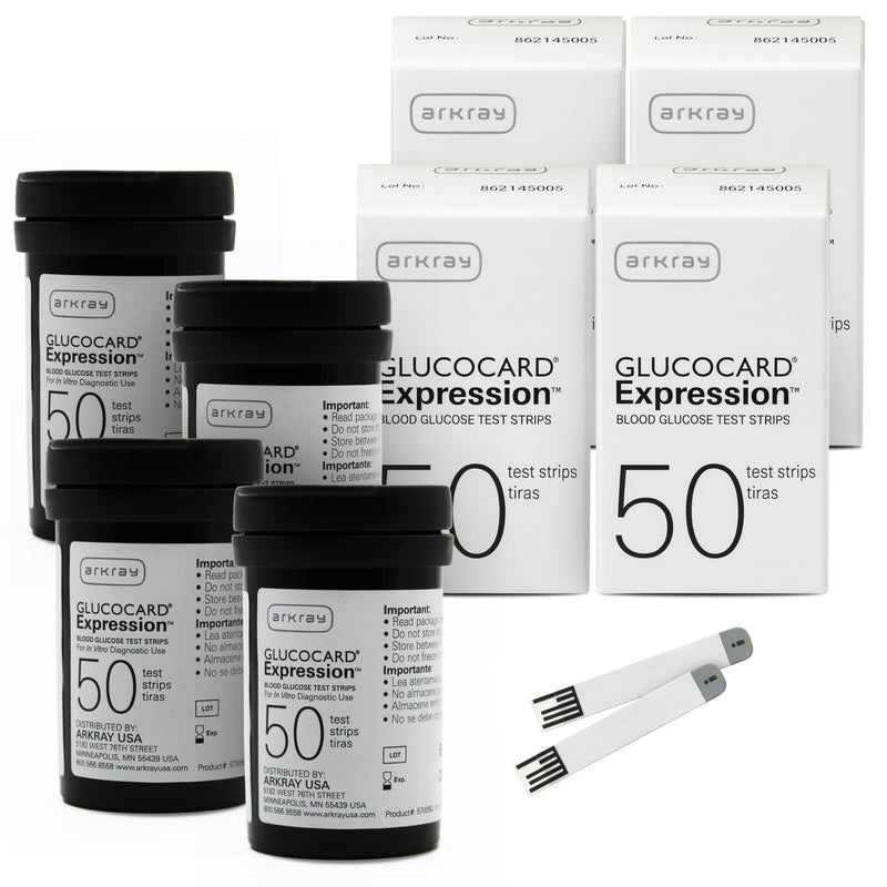 ARKRAY GLUCOCARD Expression Blood Glucose Test Strips - No Coding, 0.8 Microliter & Fast 6-Second Results - Compatible with GLUCOCARD Expression Blood Glucose Meter - 200 Count (4 Packs of 50) 50 Count (Pack of 4) - BeesActive Australia