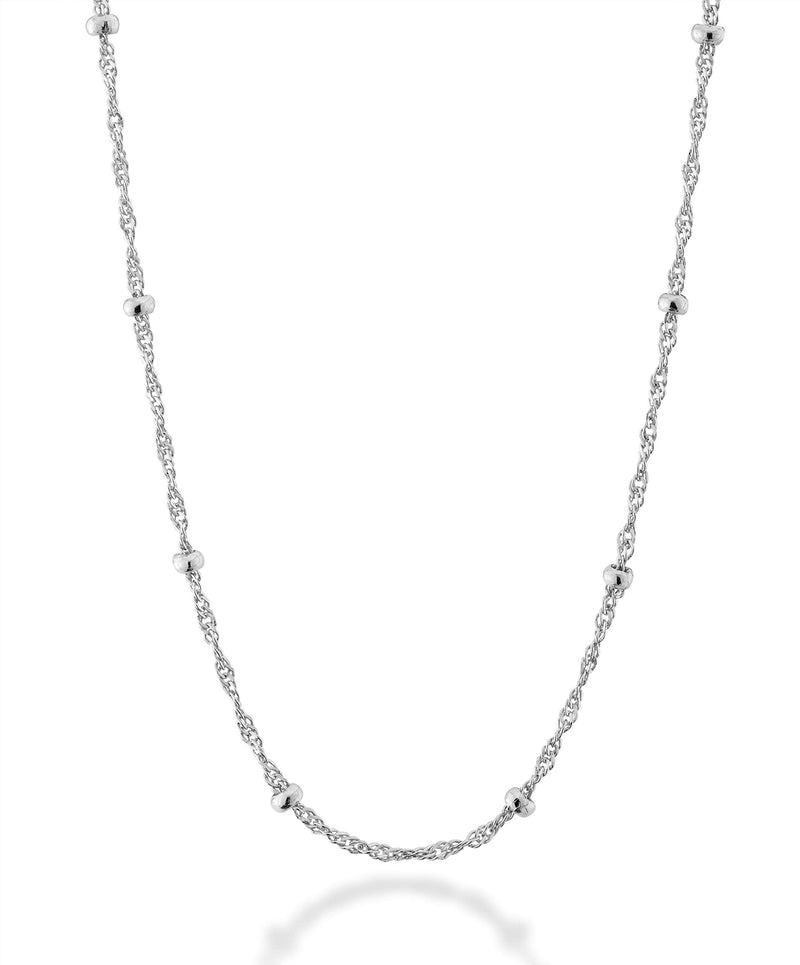 Miabella 925 Sterling Silver Italian Singapore Bead Chain Station Necklace for Women Teen, Made in Italy Length 26 Inches - BeesActive Australia