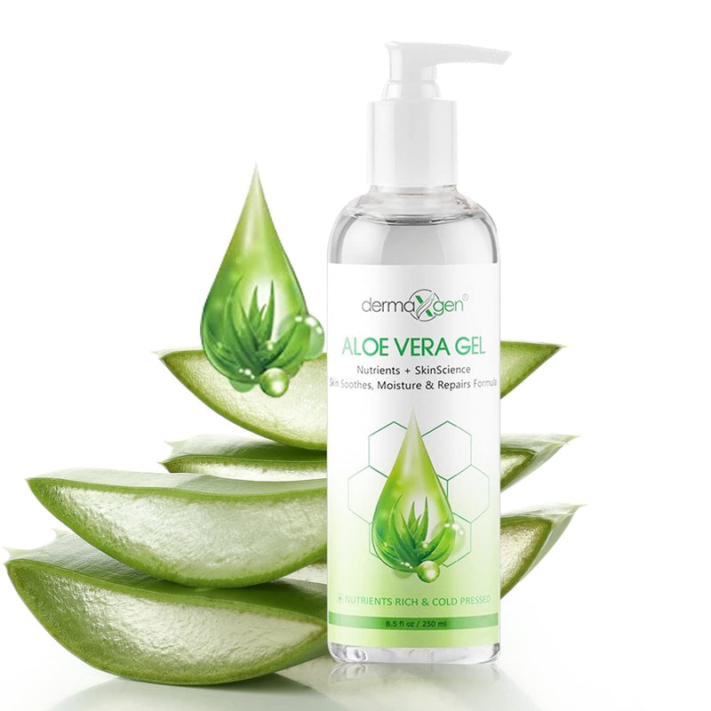 Aloe Vera Gel With Witch Hazel + Vitamin C + Vitamin E - Skin Soothes, Moisture And Repair Formula, Nutrients Rich And Cold Pressed 8.5 Fl Oz/ 250 Ml 8.5 Fl Oz (Pack of 1)