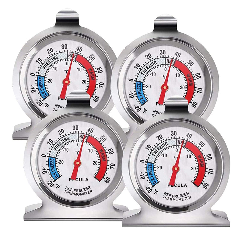 4PACK Refrigerator Thermometer -30-30 deg C/-20-80 deg F, Classic Fridge Thermometer Large Dial with Red Indicator Thermometer for Freezer Refrigerator Cooler 4 pack