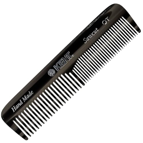 Kent OT Black Graphite Pocket Comb - Handmade Fine and Wide Tooth Hair Comb for Men, Women, and Kids - Travel, Beard, and Mustache Comb - Saw Cut and Hand Polished Made in England 2 Pack