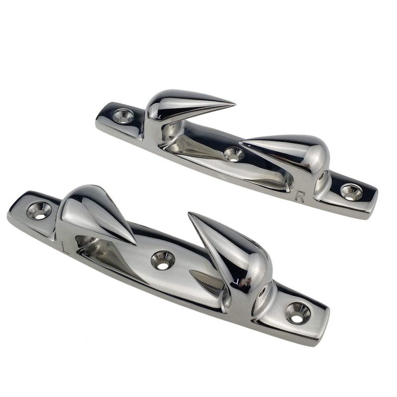 keehui Heavy Dudy Marine Grade 316 Stainless 2PCS of Right and Left 3 Holes 4-1/2"(119mm) or 6"(152mm) Boat Angled Bow Chocks Yacht Deck Dock Mooring Rope Cleat Chock 119mm(4.5in)