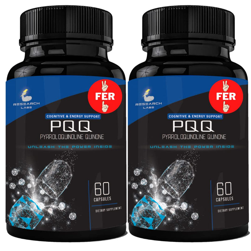 Research Labs Ultra High Purity 20mg PQQ Capsules, 120 Capsules. Pure, Concentrated High Bioavailability. Pyrroloquinoline Quinone Supplement ATP Energy, Heart, Cognitive Support Nootropic 2