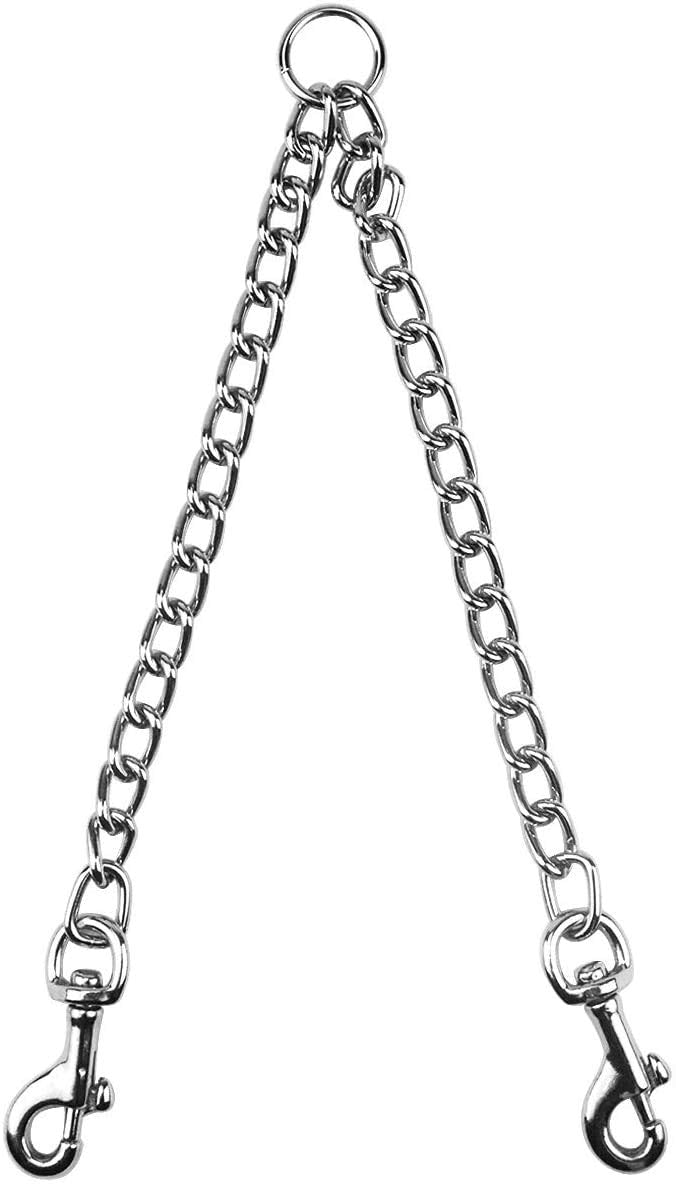 Metal Double Dog Lead, Double Ended Metal Lead for Dogs, Durable Dog Chain for Two Dogs, 2 Way No Tangle Coupler Double Pet Dog Chain Lead Leash for Walking Training (4.0mm*70cm) - BeesActive Australia